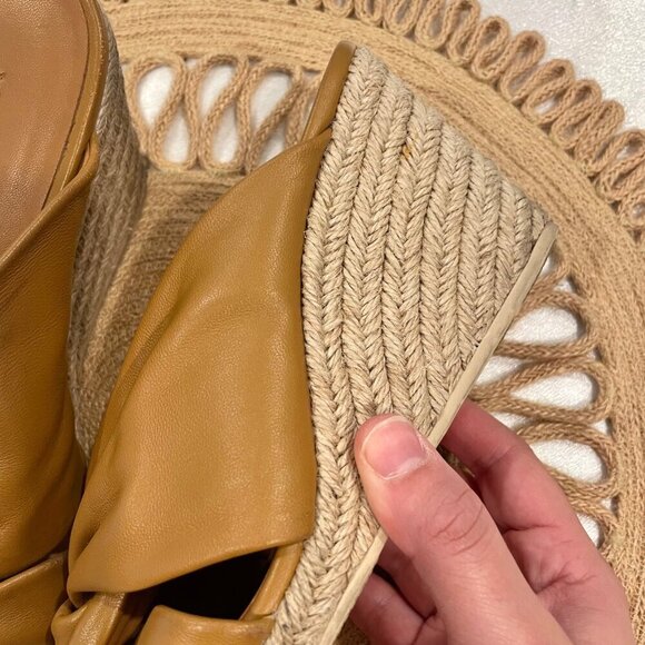 Vince Sylvia Knotted Espadrille Wedge Sandals Camel Leather Size US 9 - Picture 4 of 13